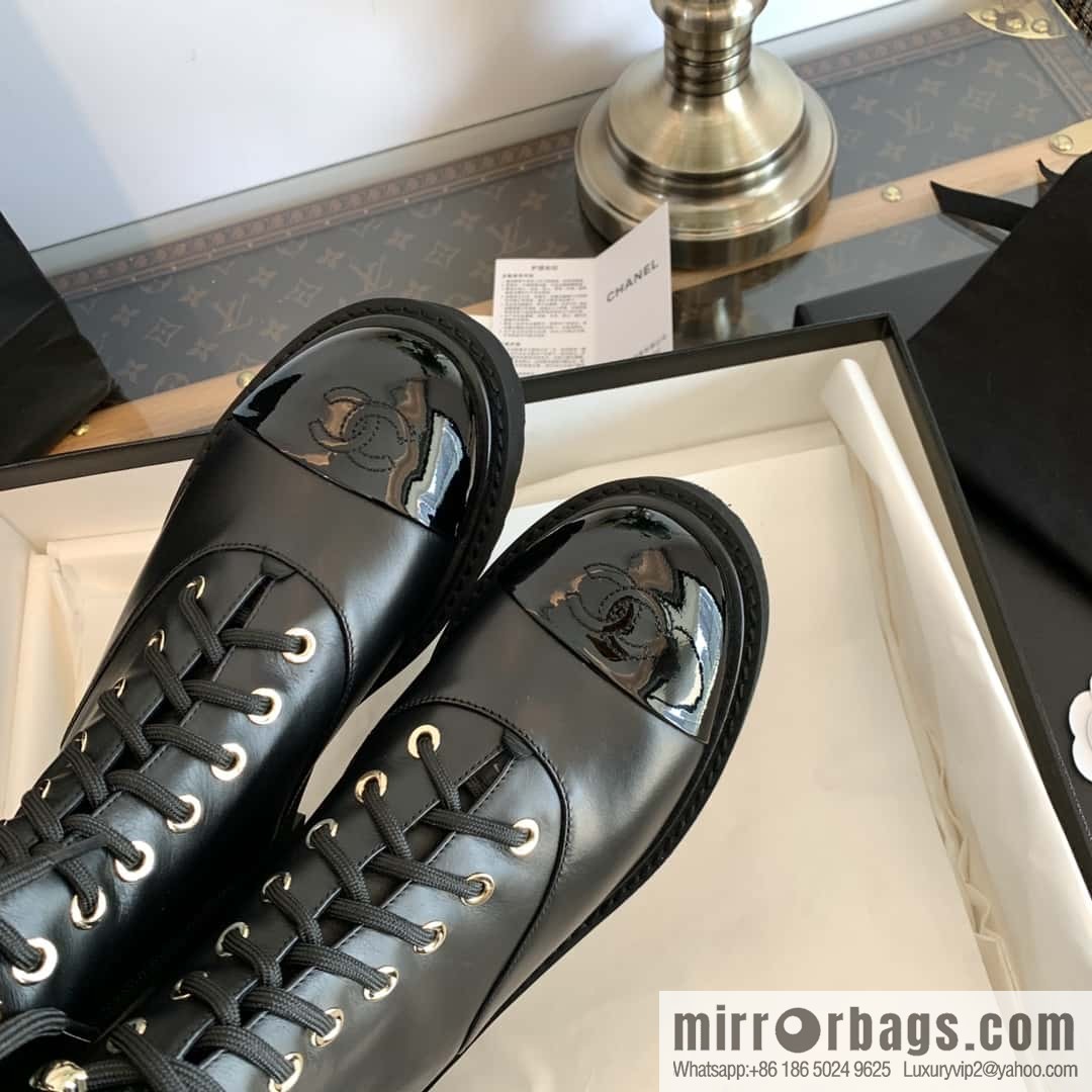 CHANEL Xiaoxiang autumn and winter lace-up thick-soled locomotive boots
