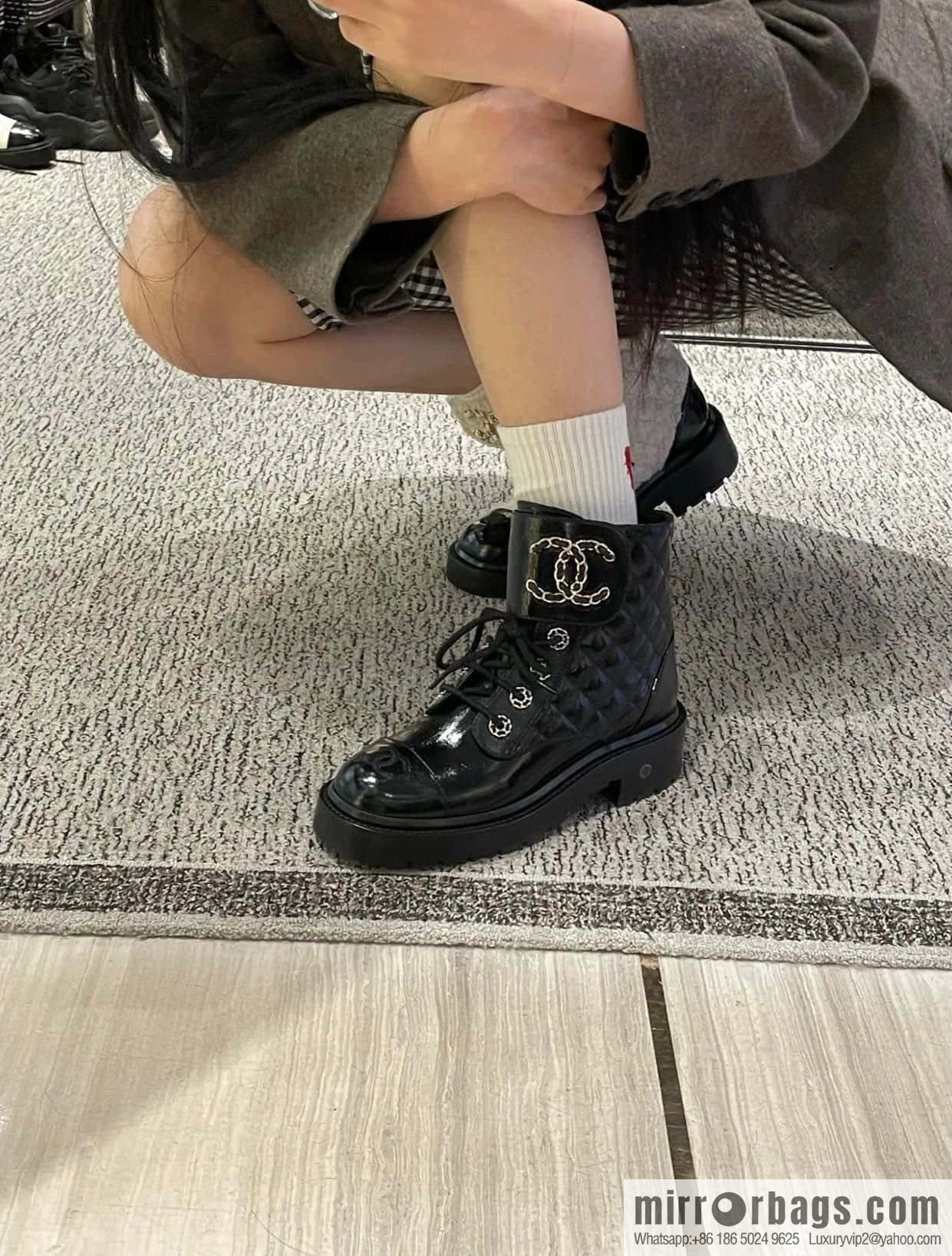 CHANEL Xiaoxiang autumn and winter classic diamond Martin boots