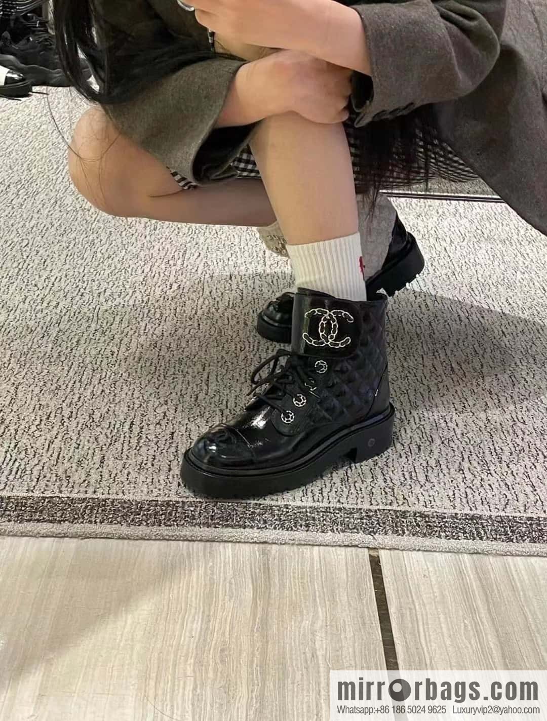 CHANEL Xiaoxiang autumn and winter classic diamond Martin boots