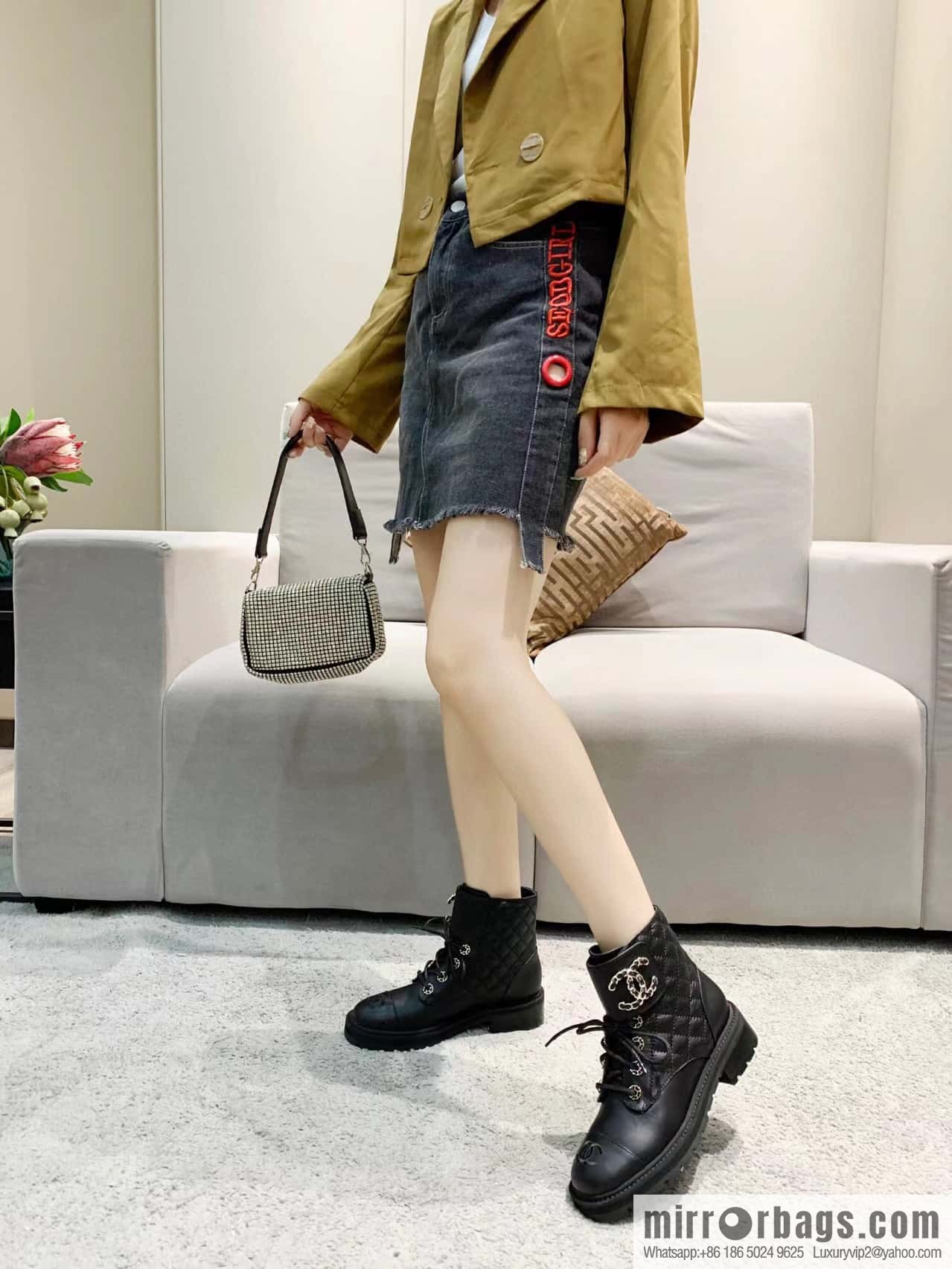 CHANEL Xiaoxiang autumn and winter classic diamond Martin boots