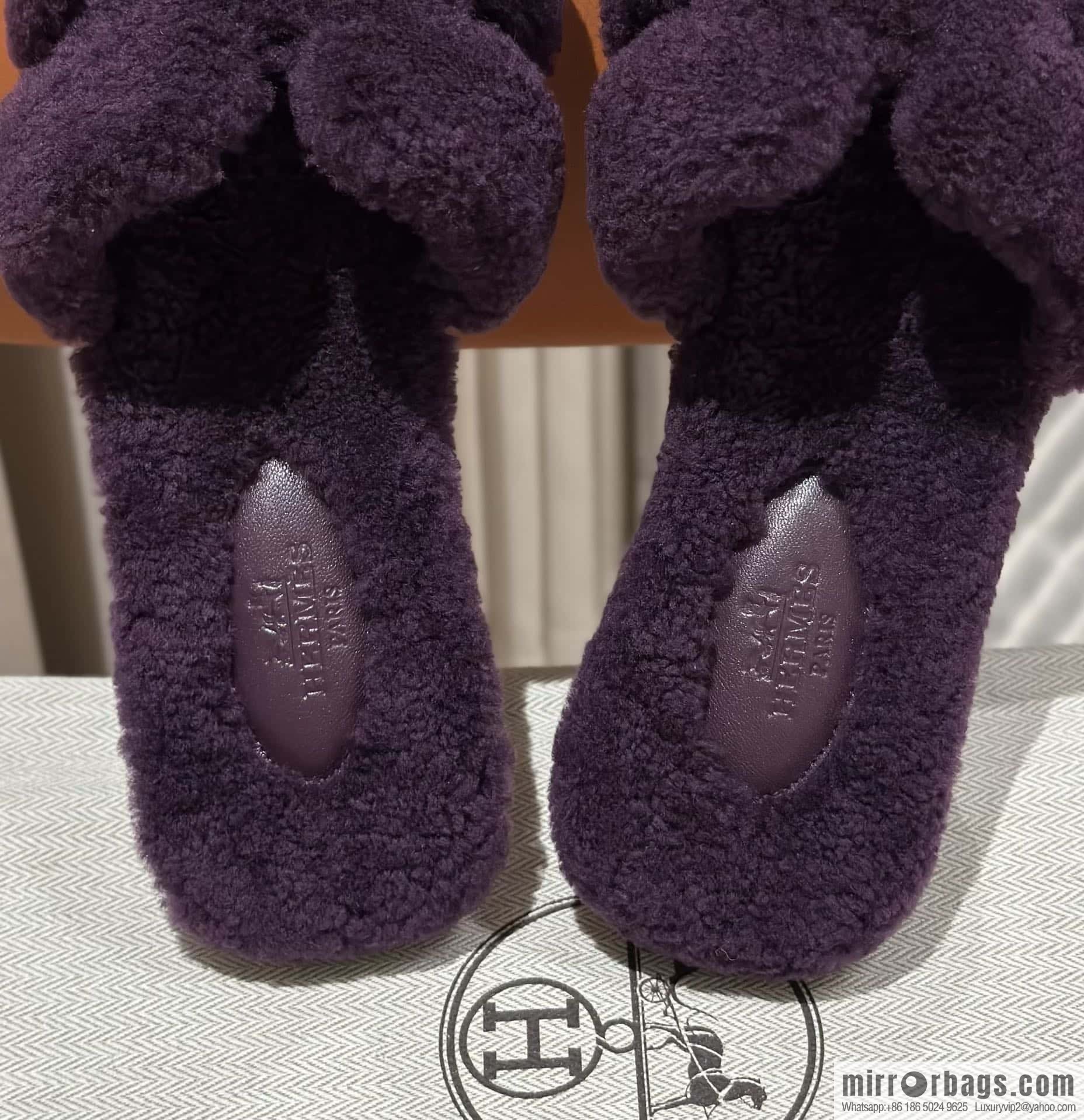 Hermès introduces new H slippers in autumn and winter, purple.