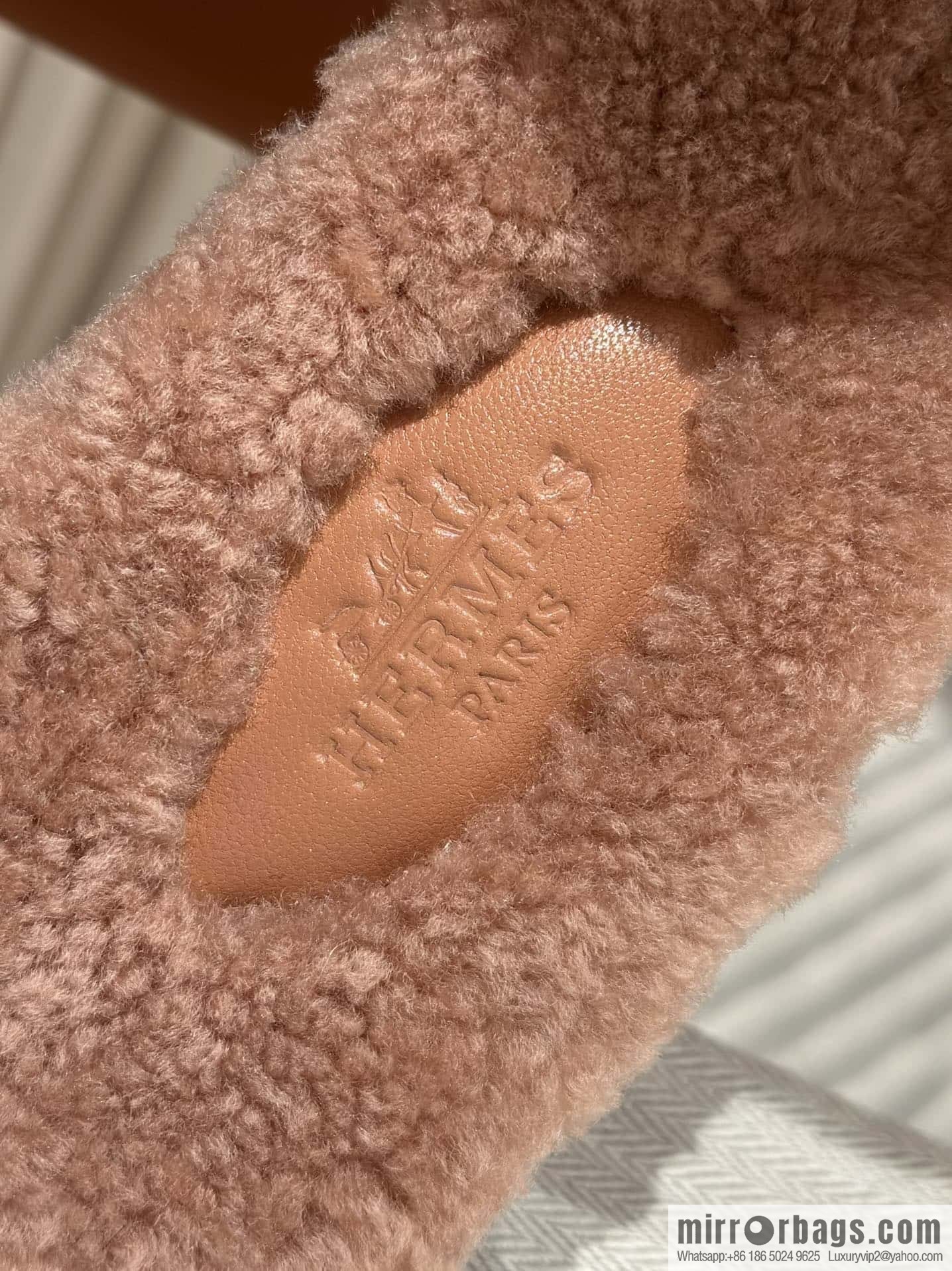 Hermès Lamb Fur H Slippers