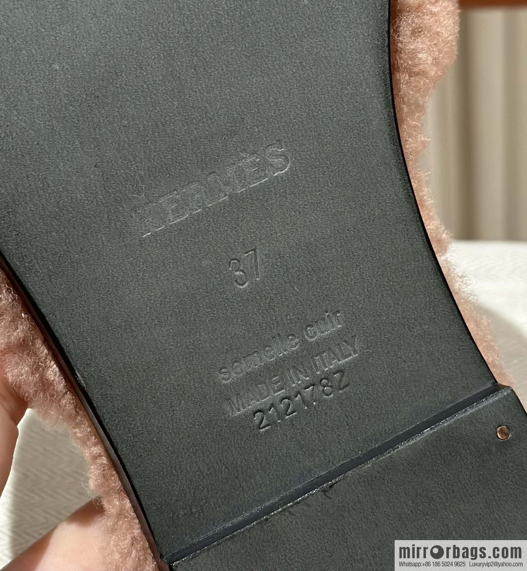 Hermès Lamb Fur H Slippers