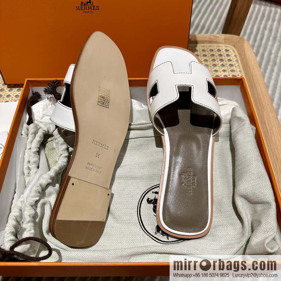 Hermès leather outsole H slippers