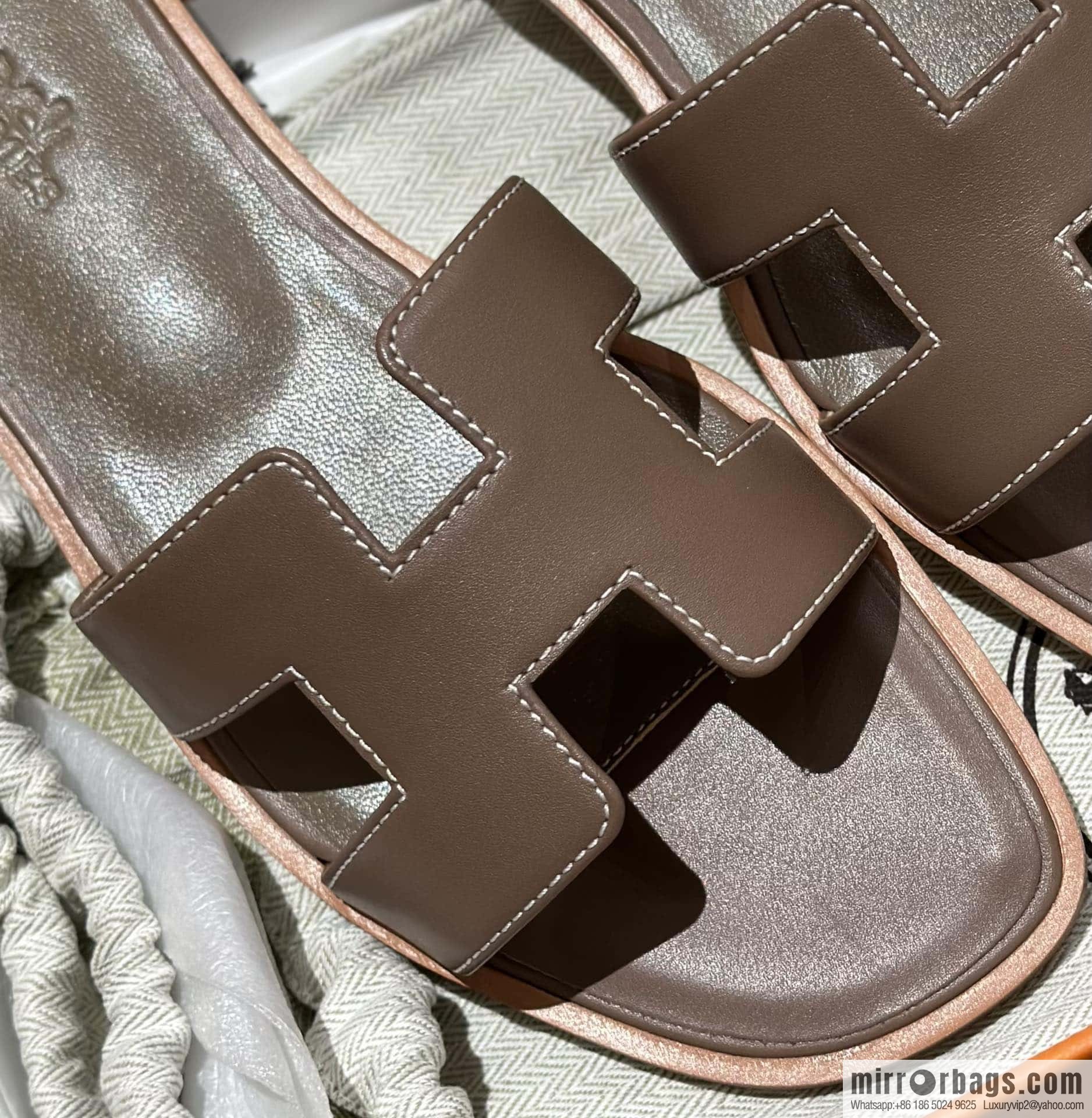 Hermès leather outsole H slippers
