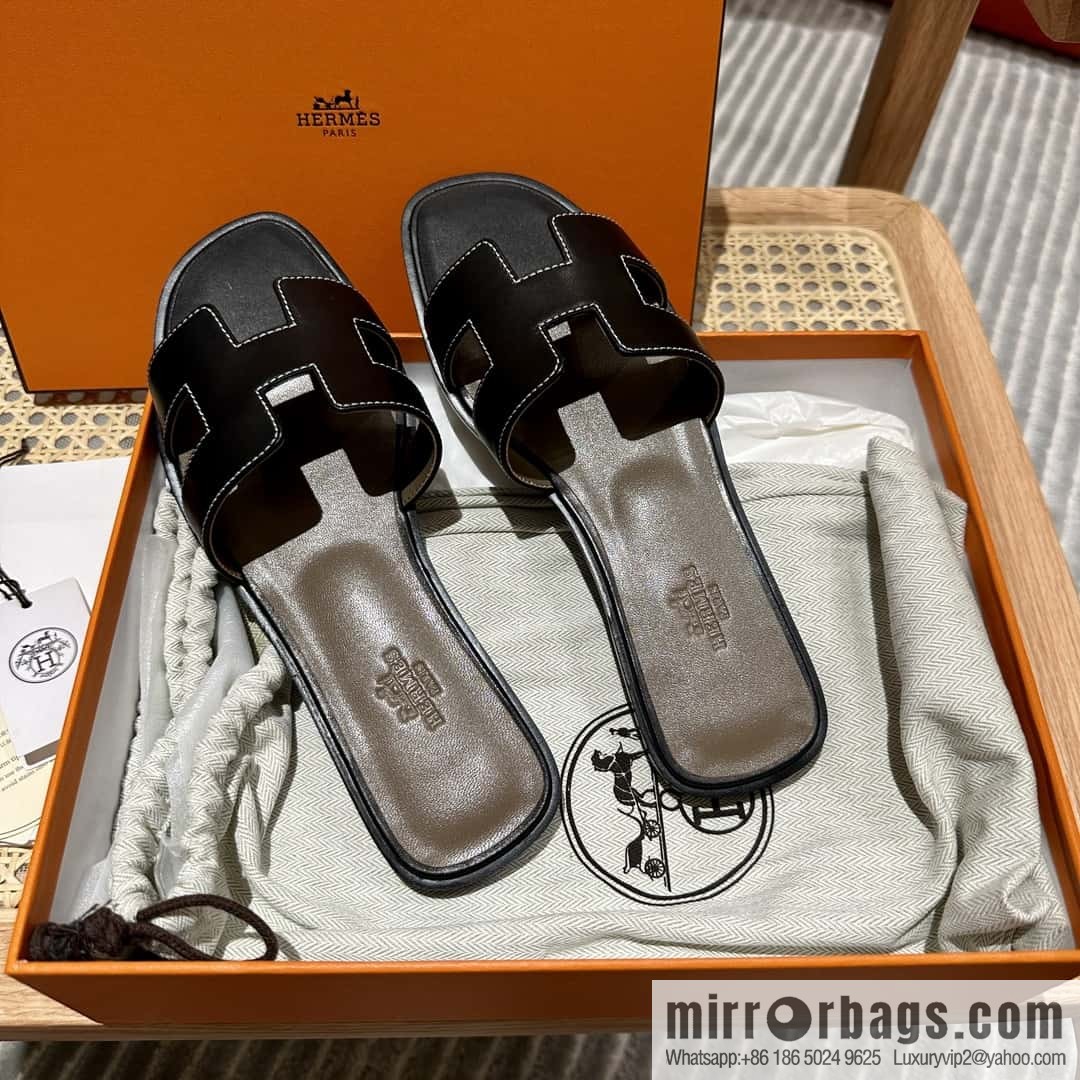 Hermès leather outsole H slippers