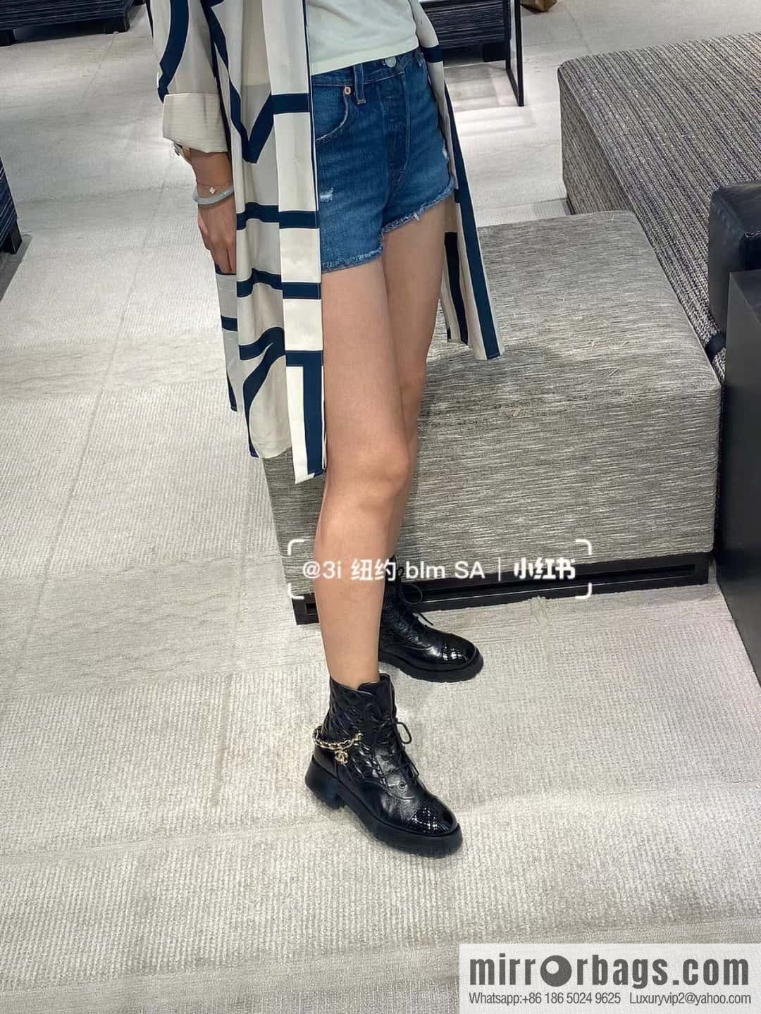 CHANEL Xiaoxiang Autumn and winter rhombus chain Martin boots