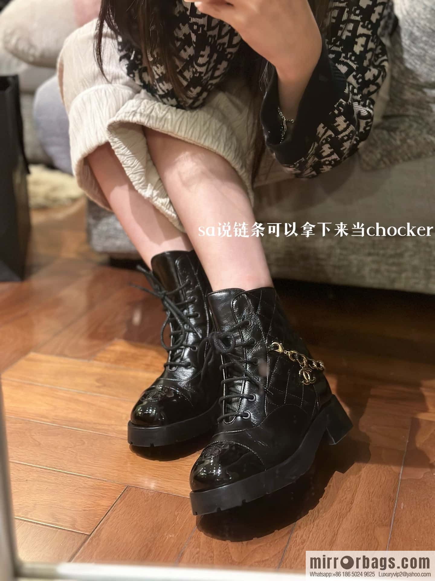 CHANEL Xiaoxiang Autumn and winter rhombus chain Martin boots