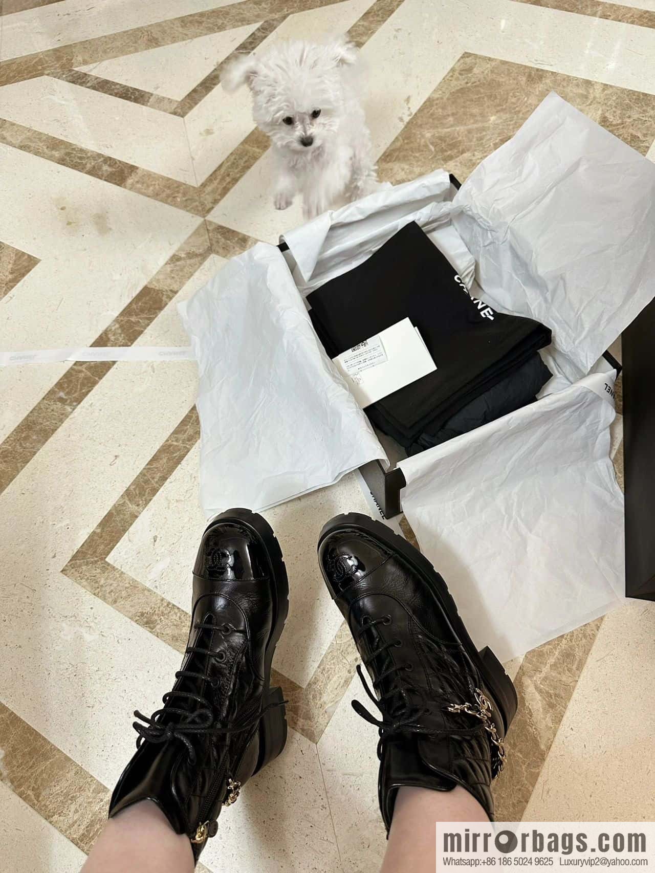 CHANEL Xiaoxiang Autumn and winter rhombus chain Martin boots