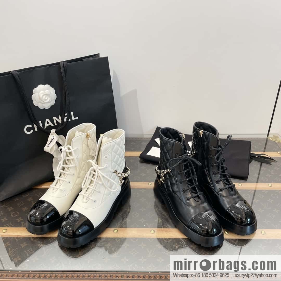 CHANEL Xiaoxiang Autumn and winter rhombus chain Martin boots