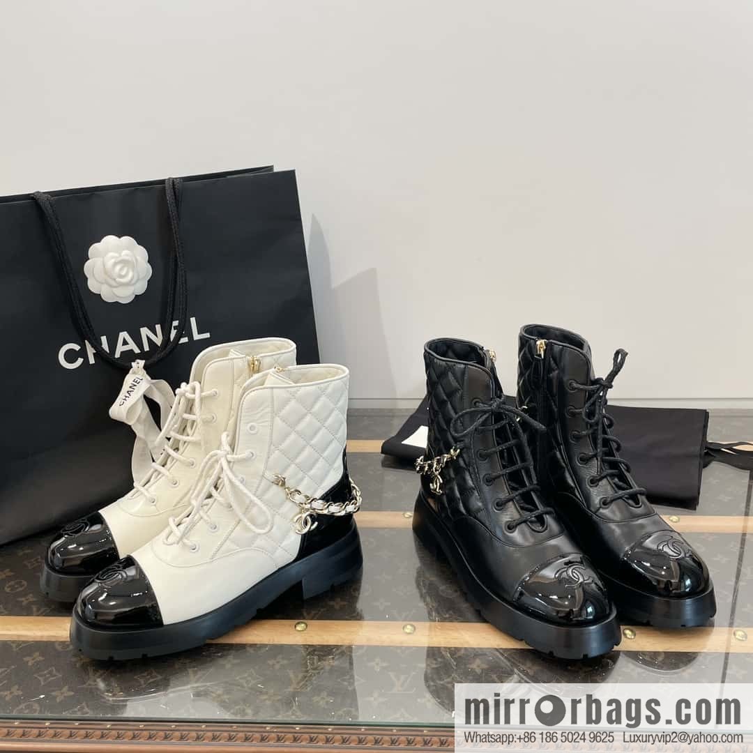 CHANEL Xiaoxiang Autumn and winter rhombus chain Martin boots