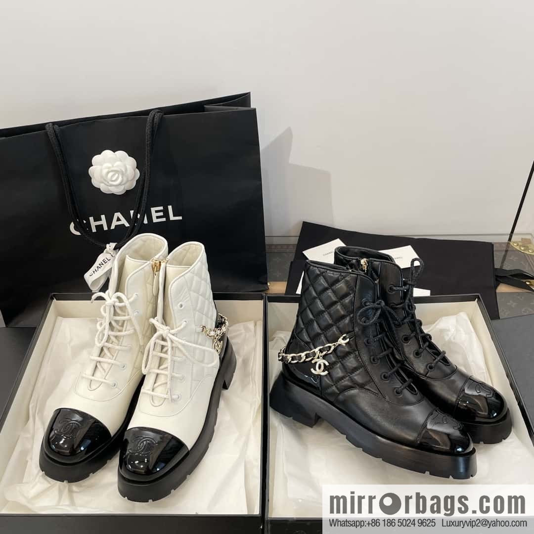 CHANEL Xiaoxiang Autumn and winter rhombus chain Martin boots
