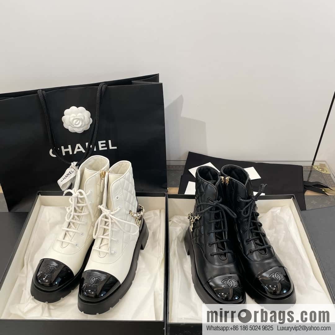 CHANEL Xiaoxiang Autumn and winter rhombus chain Martin boots