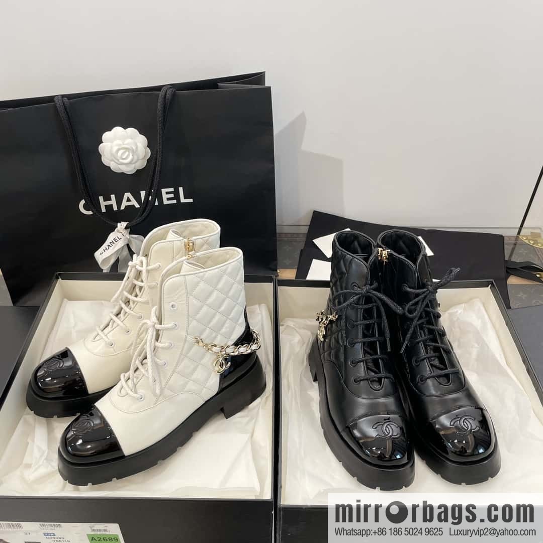 CHANEL Xiaoxiang Autumn and winter rhombus chain Martin boots