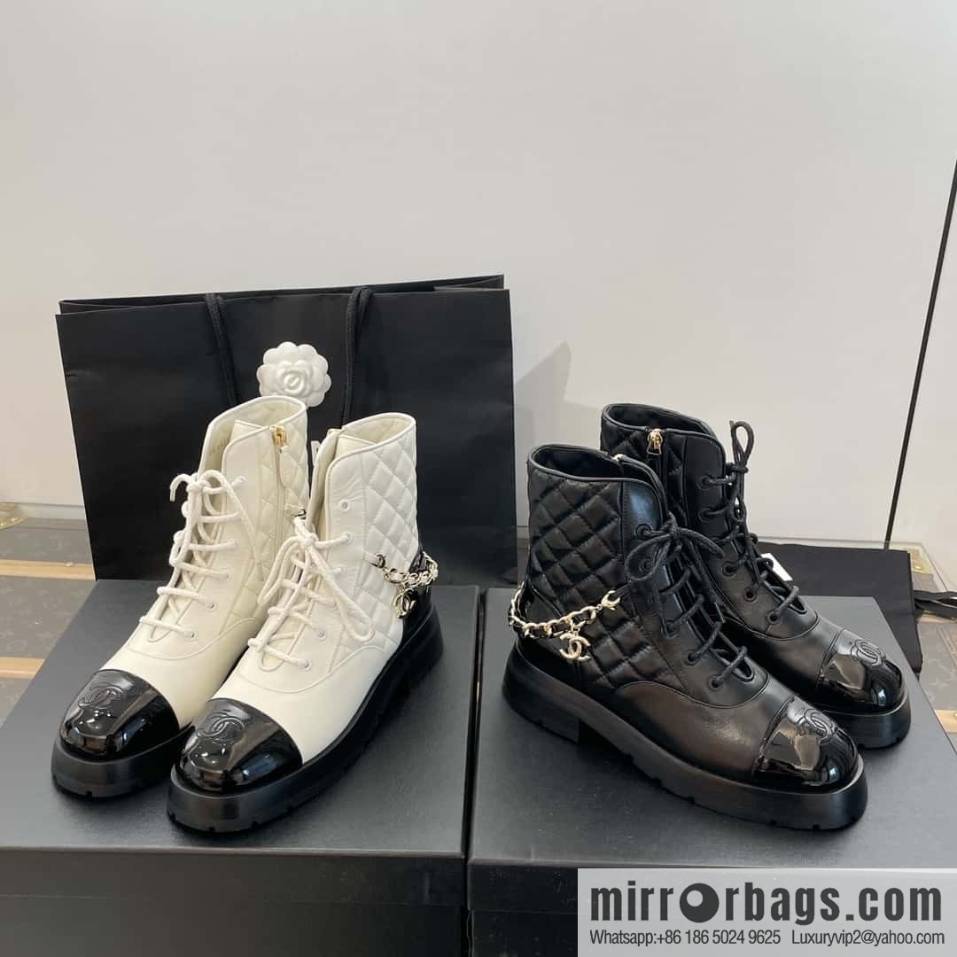 CHANEL Xiaoxiang Autumn and winter rhombus chain Martin boots
