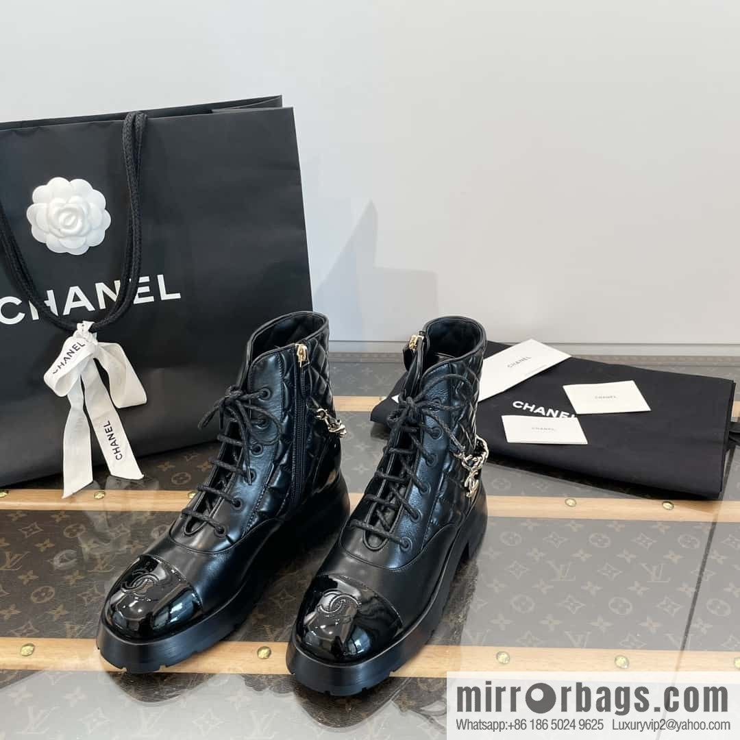 CHANEL Xiaoxiang Autumn and winter rhombus chain Martin boots