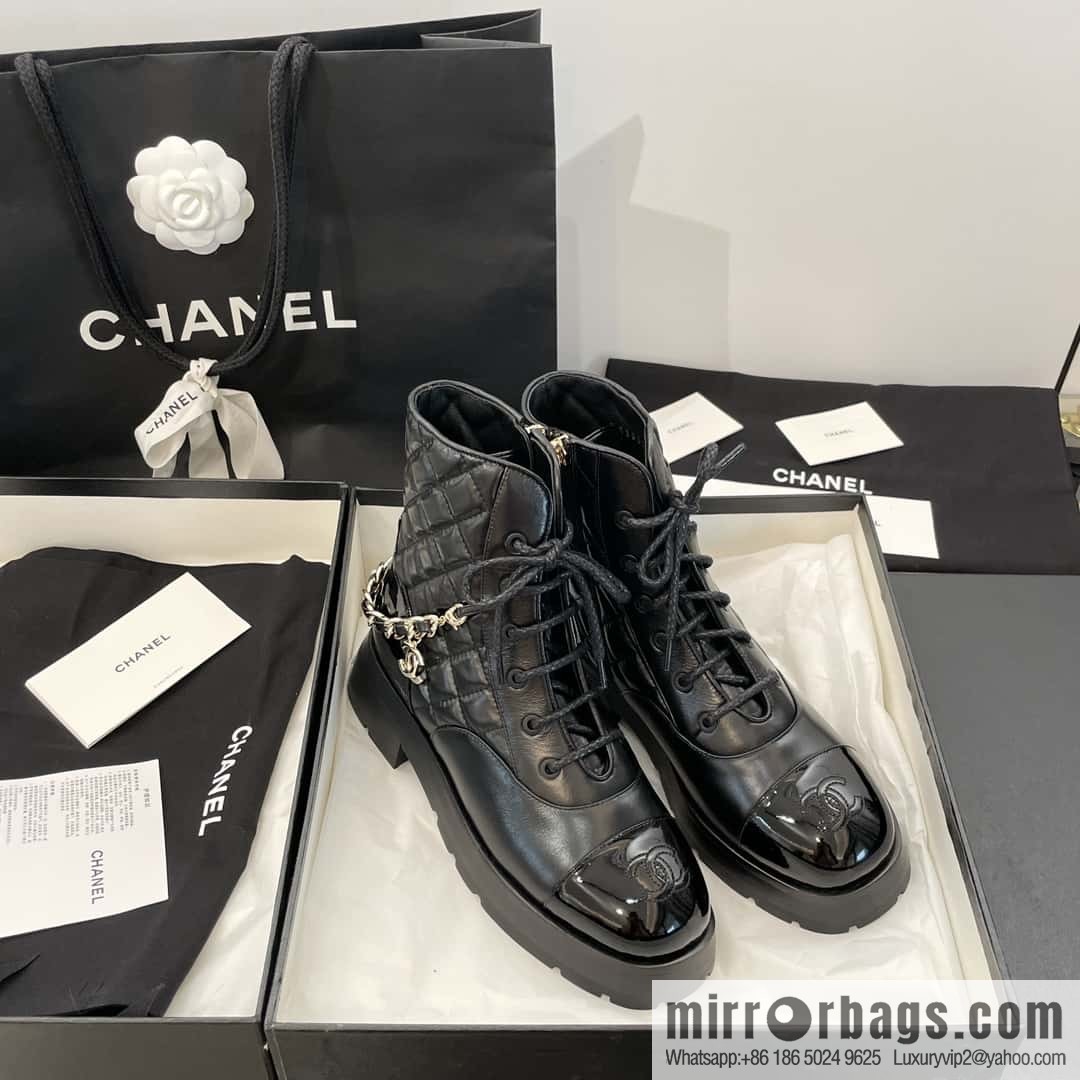 CHANEL Xiaoxiang Autumn and winter rhombus chain Martin boots