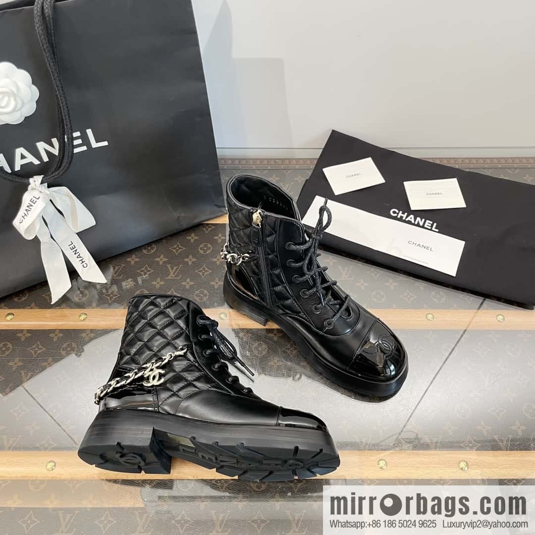 CHANEL Xiaoxiang Autumn and winter rhombus chain Martin boots