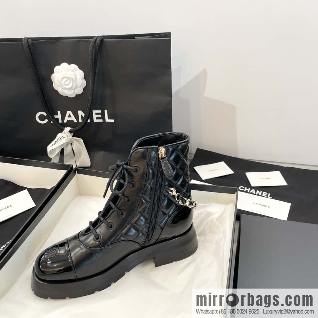 CHANEL Xiaoxiang Autumn and winter rhombus chain Martin boots
