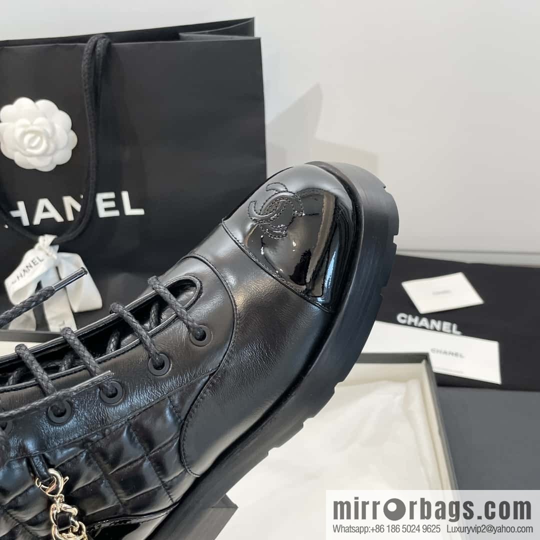 CHANEL Xiaoxiang Autumn and winter rhombus chain Martin boots