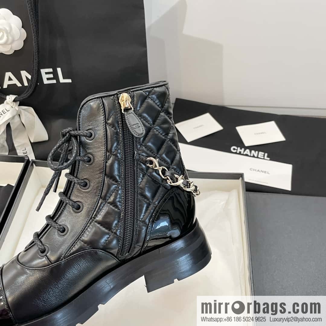 CHANEL Xiaoxiang Autumn and winter rhombus chain Martin boots