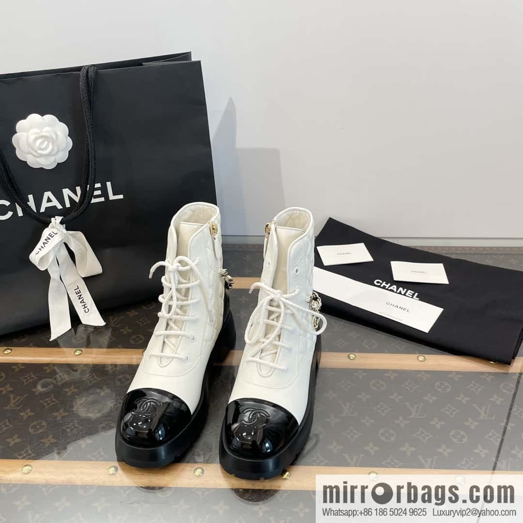 CHANEL Xiaoxiang Autumn and winter rhombus chain Martin boots