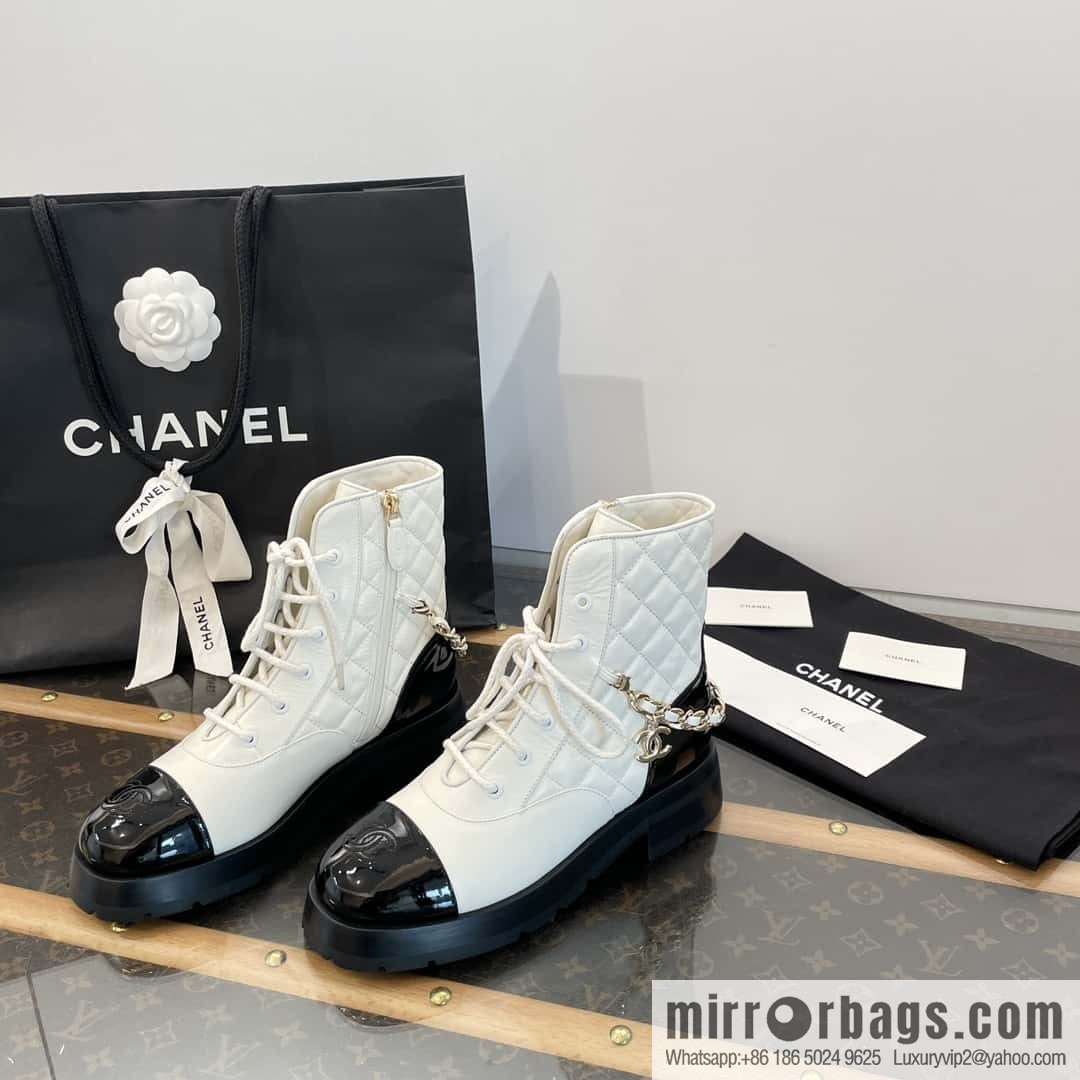 CHANEL Xiaoxiang Autumn and winter rhombus chain Martin boots