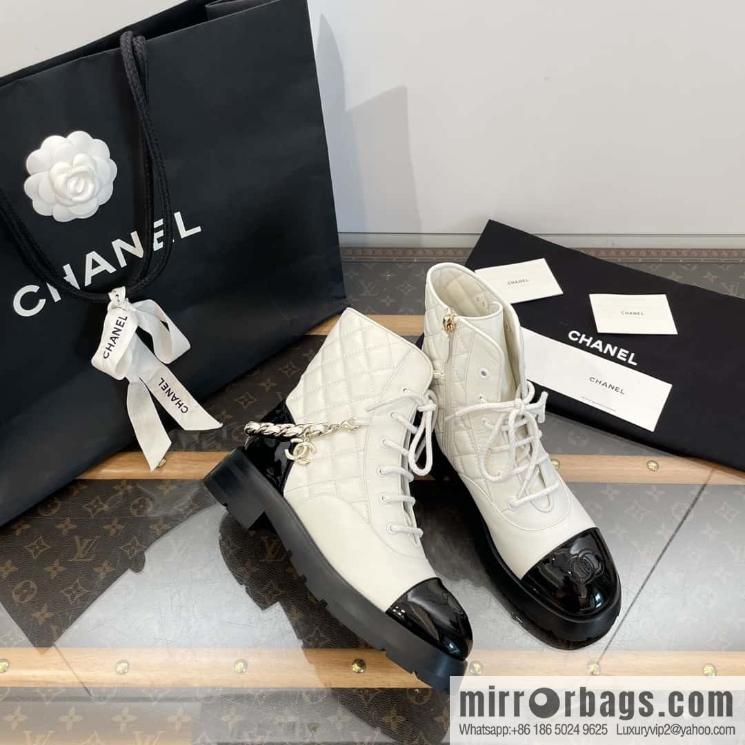 CHANEL Xiaoxiang Autumn and winter rhombus chain Martin boots