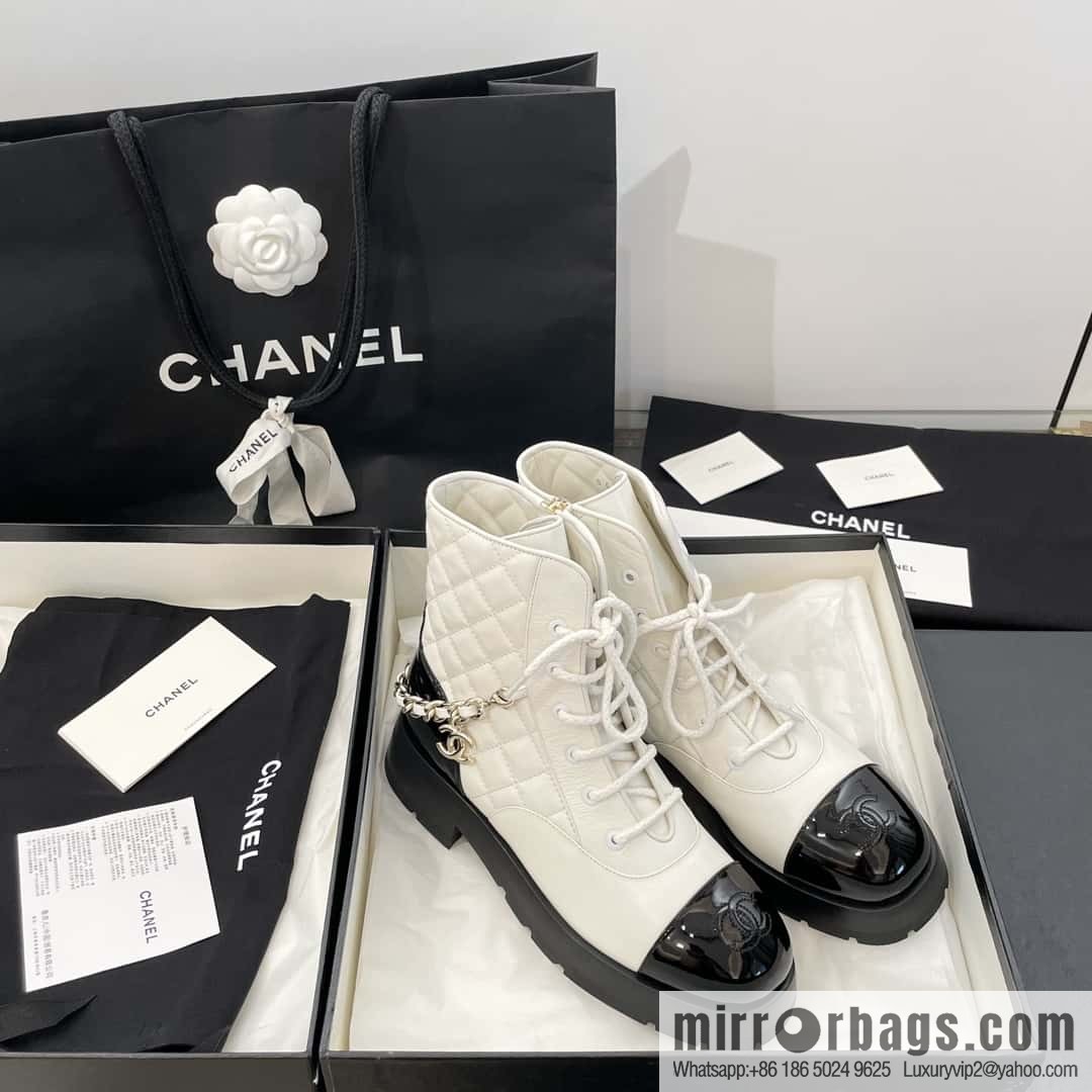 CHANEL Xiaoxiang Autumn and winter rhombus chain Martin boots