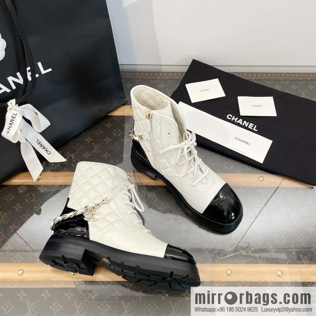 CHANEL Xiaoxiang Autumn and winter rhombus chain Martin boots