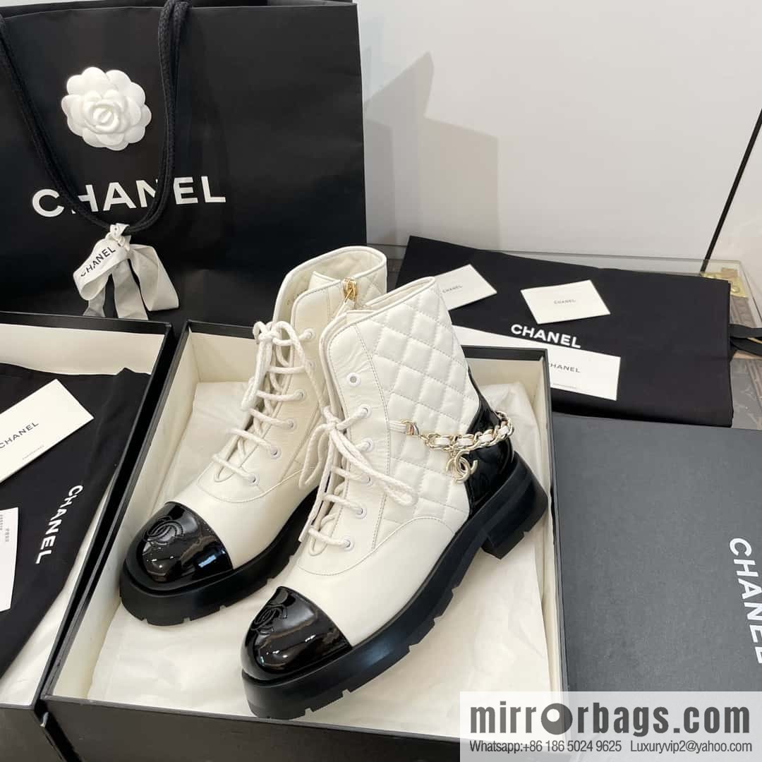 CHANEL Xiaoxiang Autumn and winter rhombus chain Martin boots