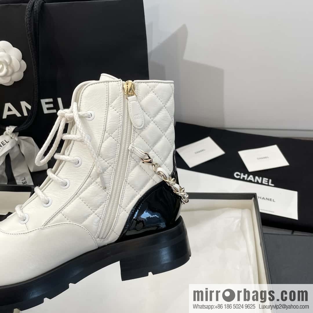 CHANEL Xiaoxiang Autumn and winter rhombus chain Martin boots
