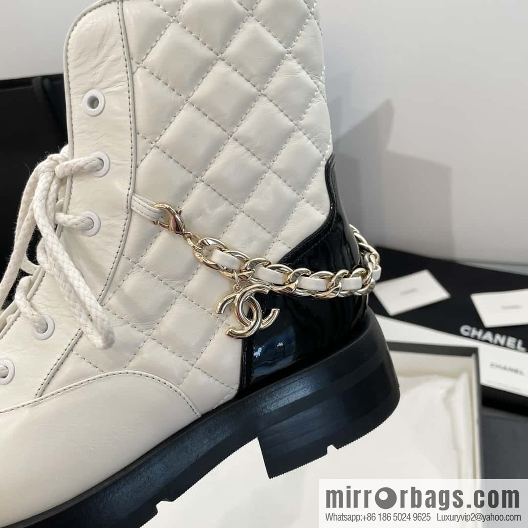 CHANEL Xiaoxiang Autumn and winter rhombus chain Martin boots