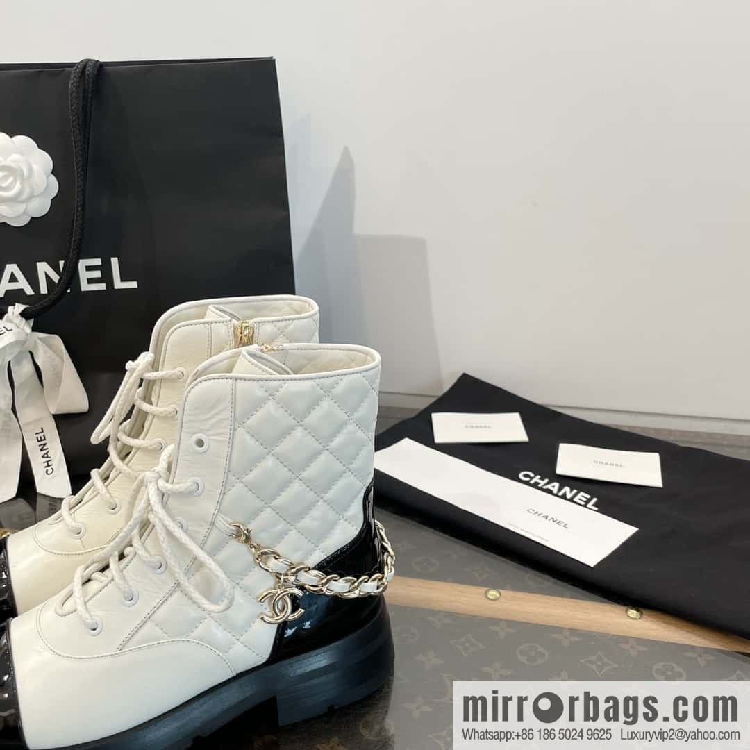 CHANEL Xiaoxiang Autumn and winter rhombus chain Martin boots