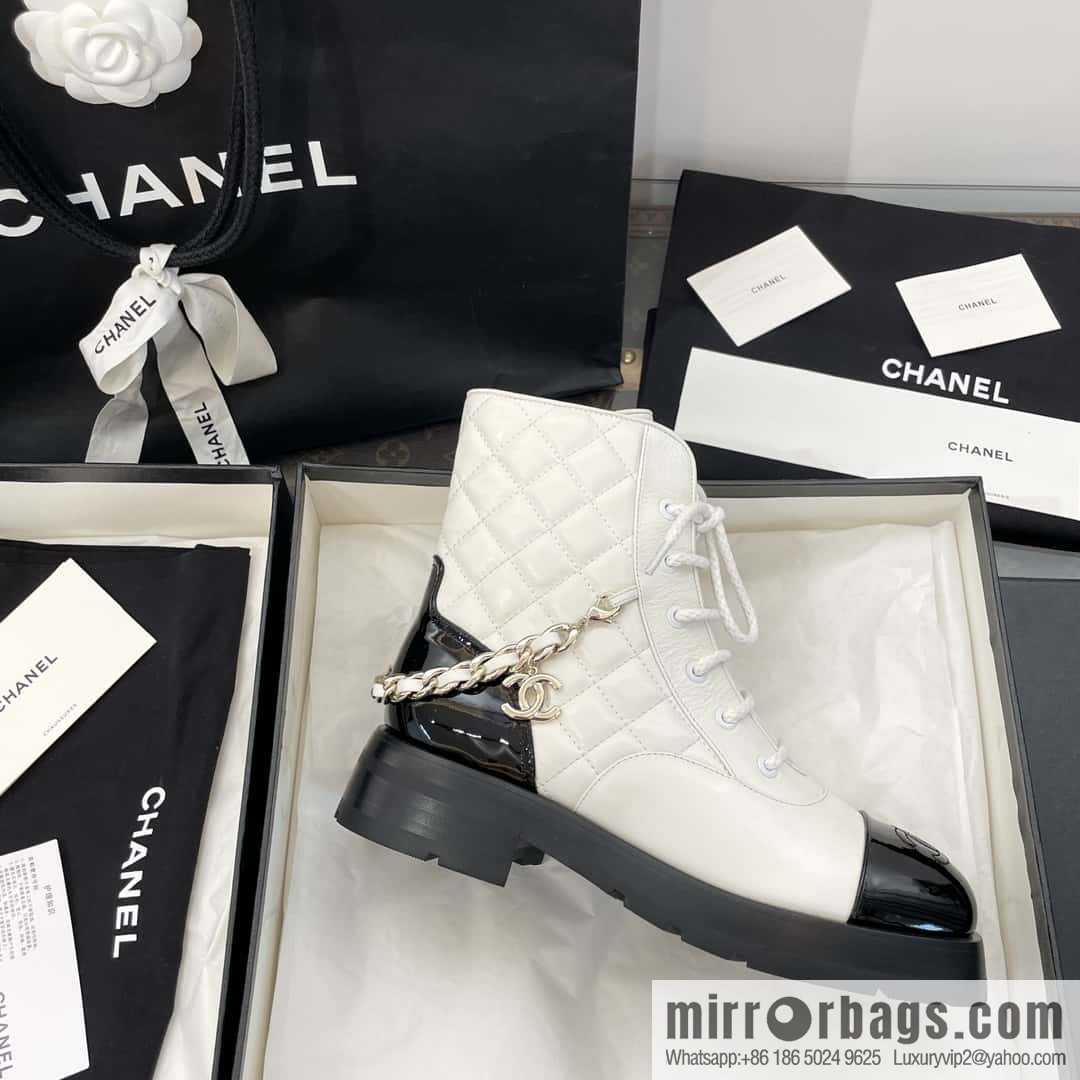 CHANEL Xiaoxiang Autumn and winter rhombus chain Martin boots