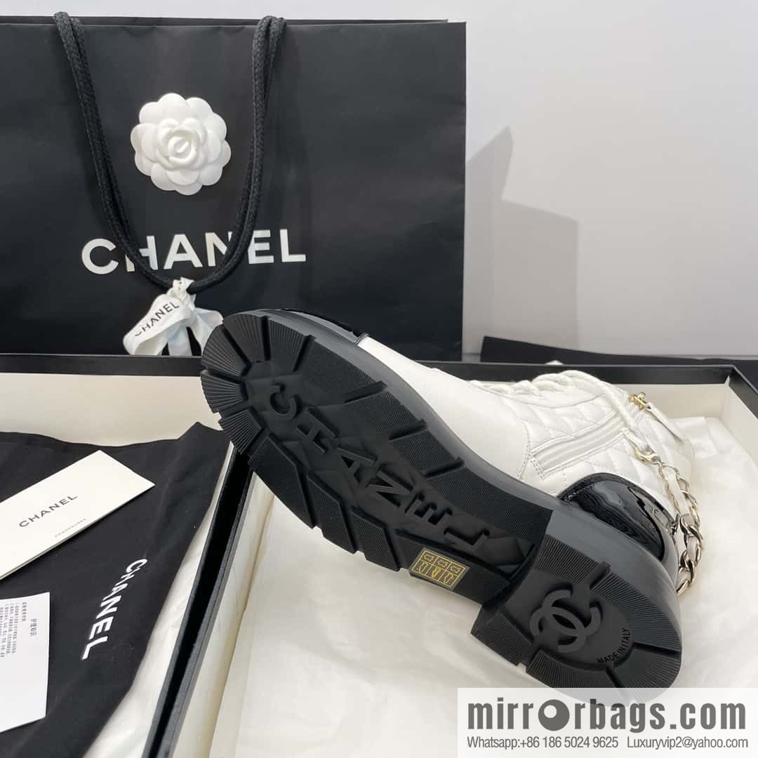 CHANEL Xiaoxiang Autumn and winter rhombus chain Martin boots