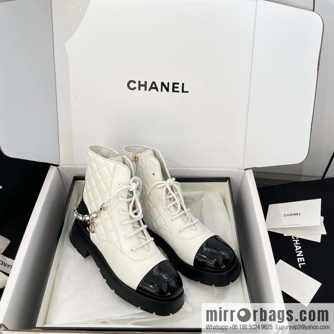 CHANEL Xiaoxiang Autumn and winter rhombus chain Martin boots
