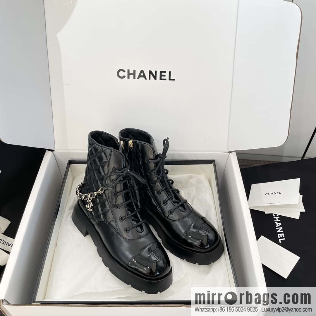 CHANEL Xiaoxiang Autumn and winter rhombus chain Martin boots