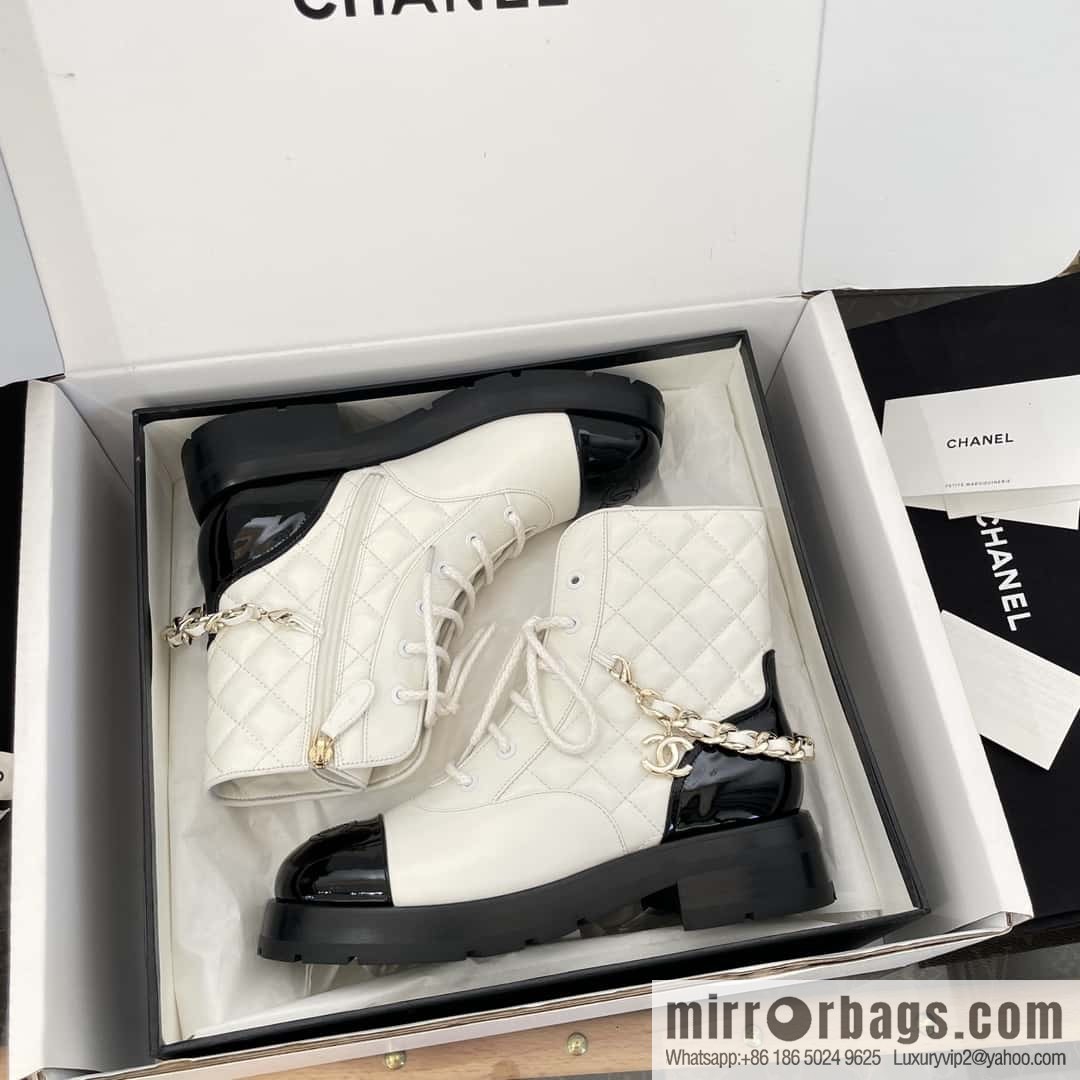 CHANEL Xiaoxiang Autumn and winter rhombus chain Martin boots