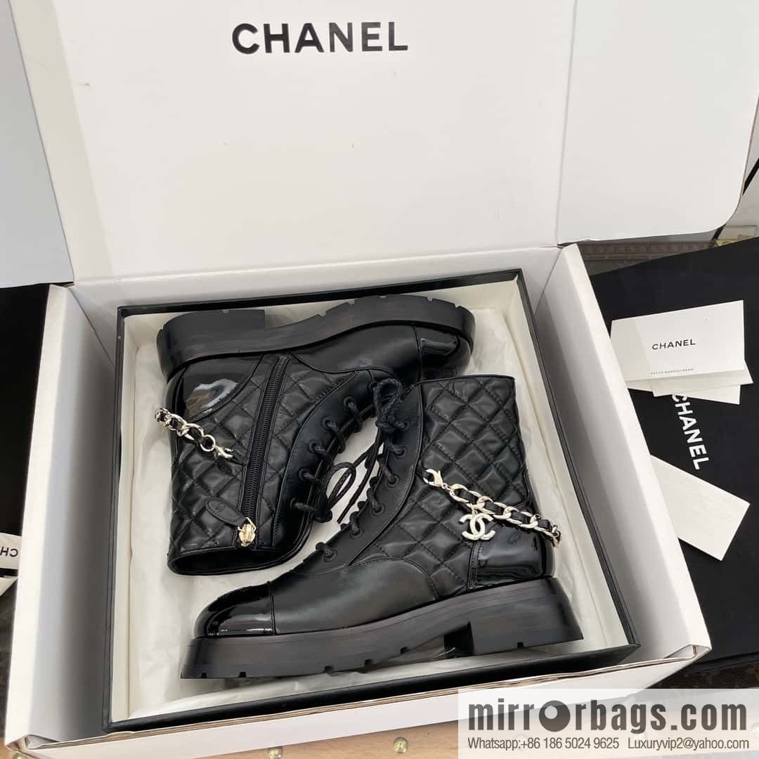 CHANEL Xiaoxiang Autumn and winter rhombus chain Martin boots