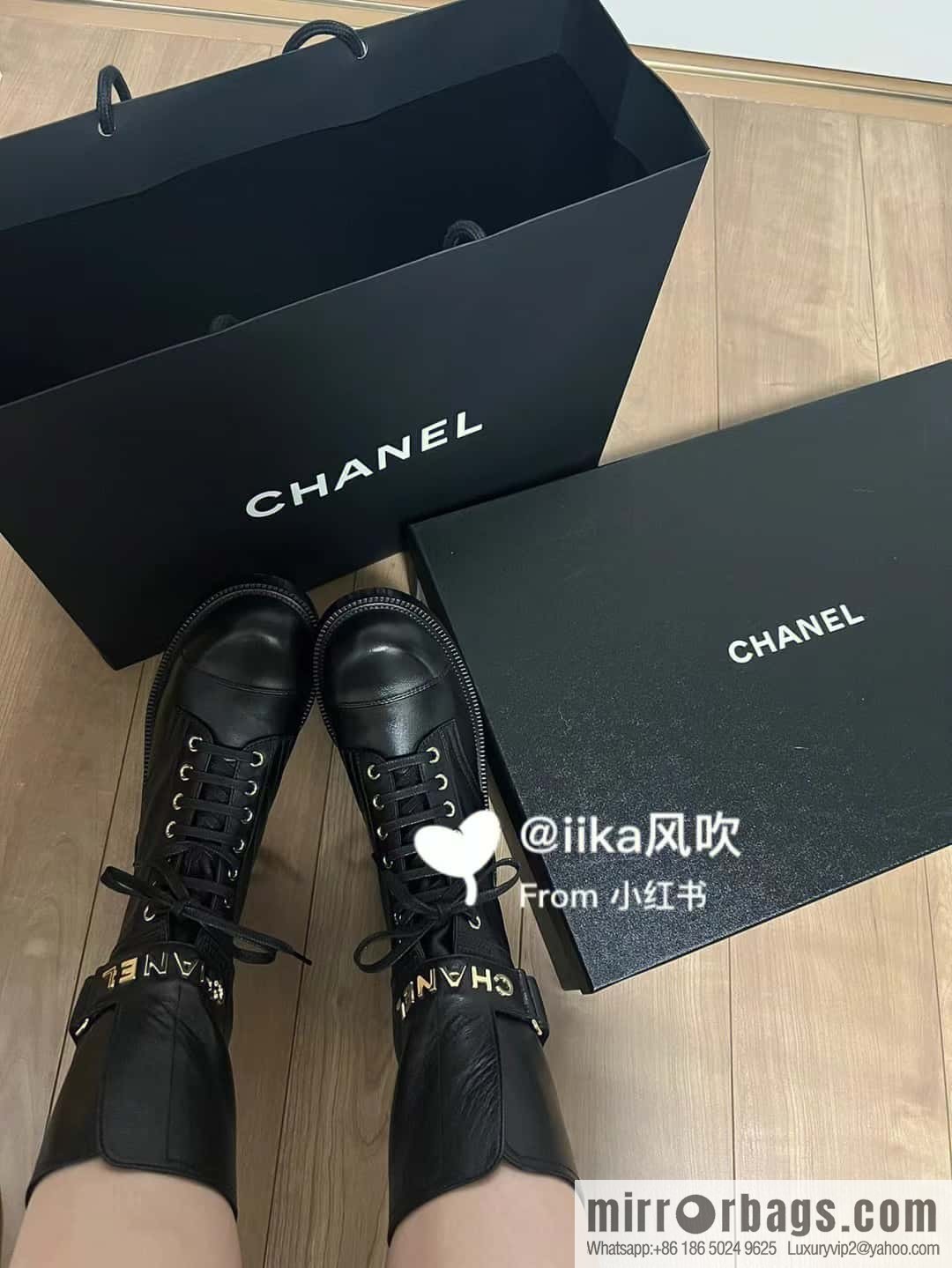 CHANEL Xiaoxiang Lace-up Kusa Knight Motorcycle Boots