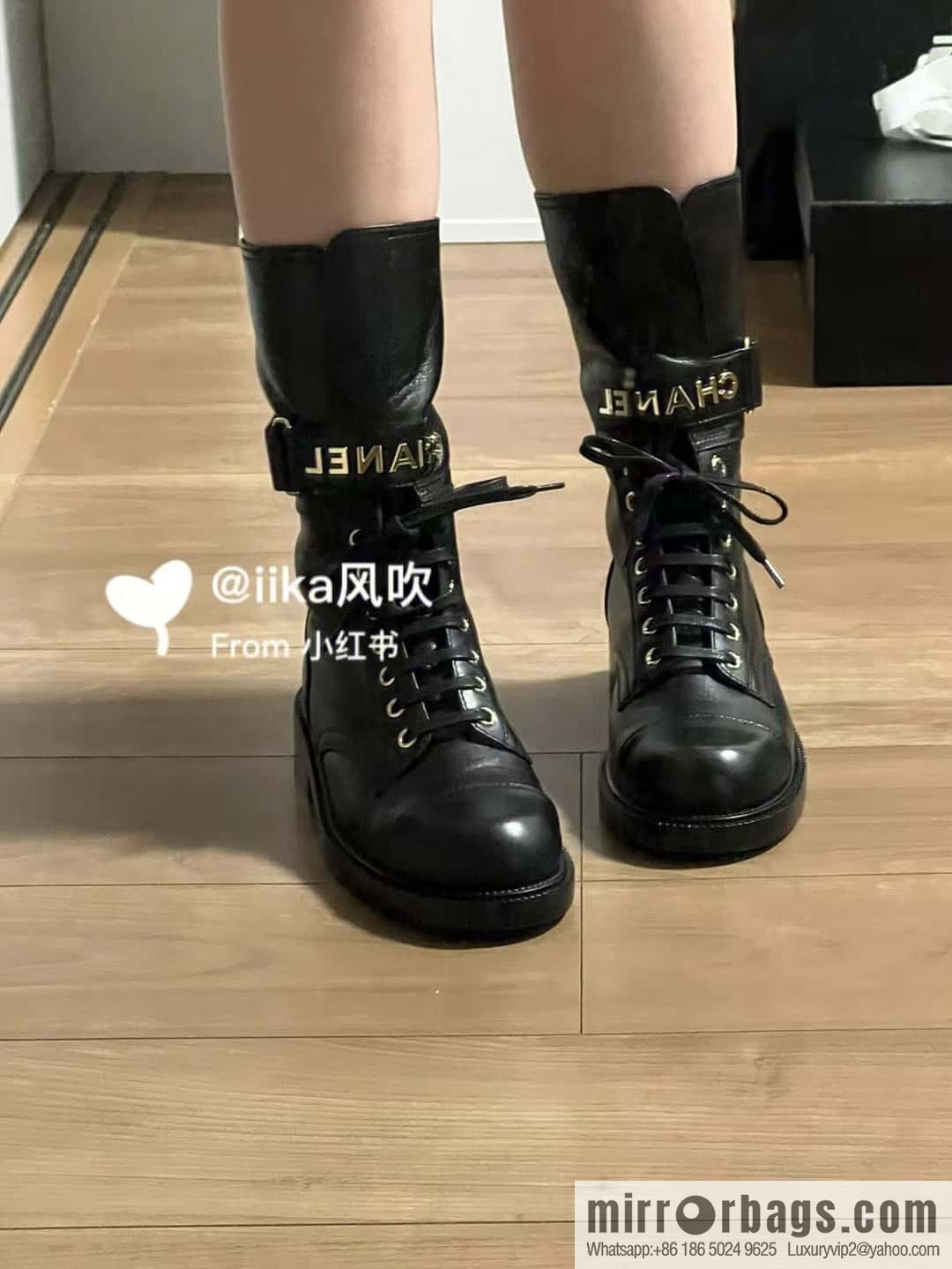 CHANEL Xiaoxiang Lace-up Kusa Knight Motorcycle Boots