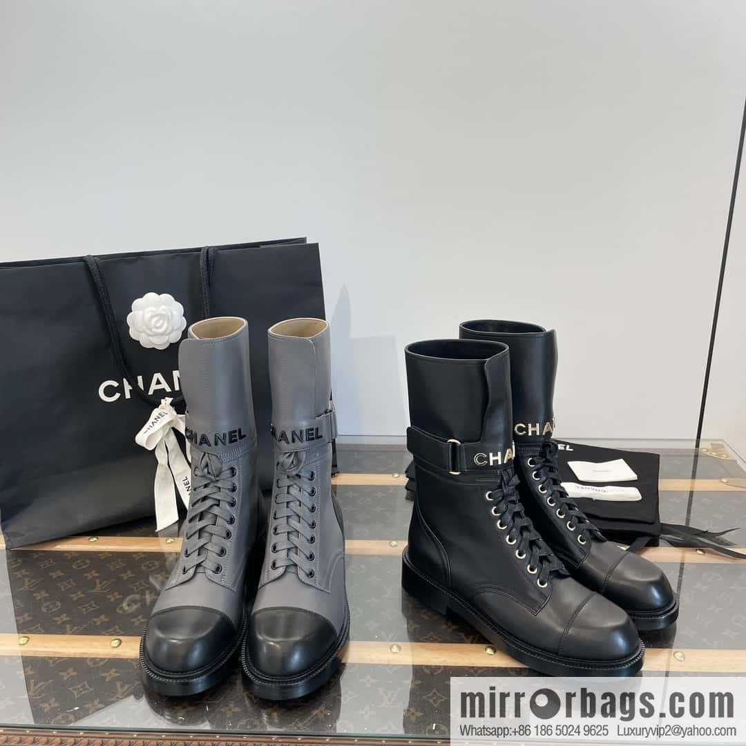 CHANEL Xiaoxiang Lace-up Kusa Knight Motorcycle Boots