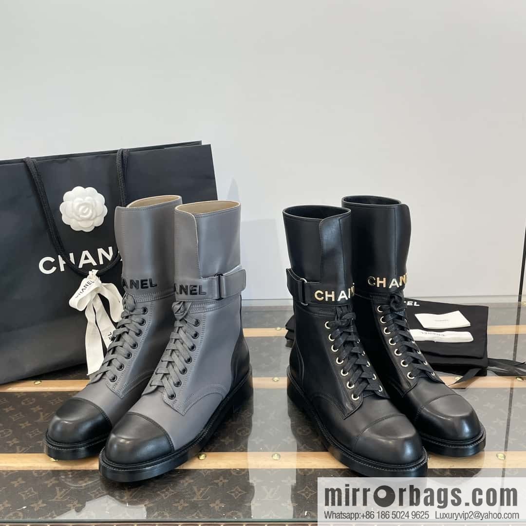 CHANEL Xiaoxiang Lace-up Kusa Knight Motorcycle Boots