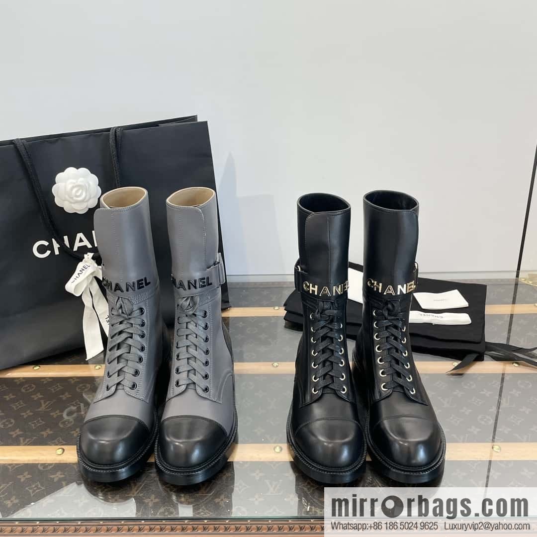 CHANEL Xiaoxiang Lace-up Kusa Knight Motorcycle Boots