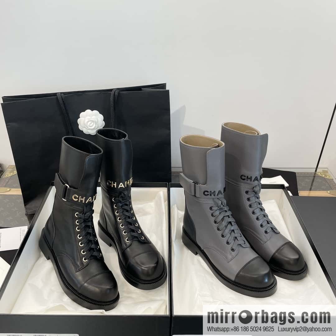 CHANEL Xiaoxiang Lace-up Kusa Knight Motorcycle Boots