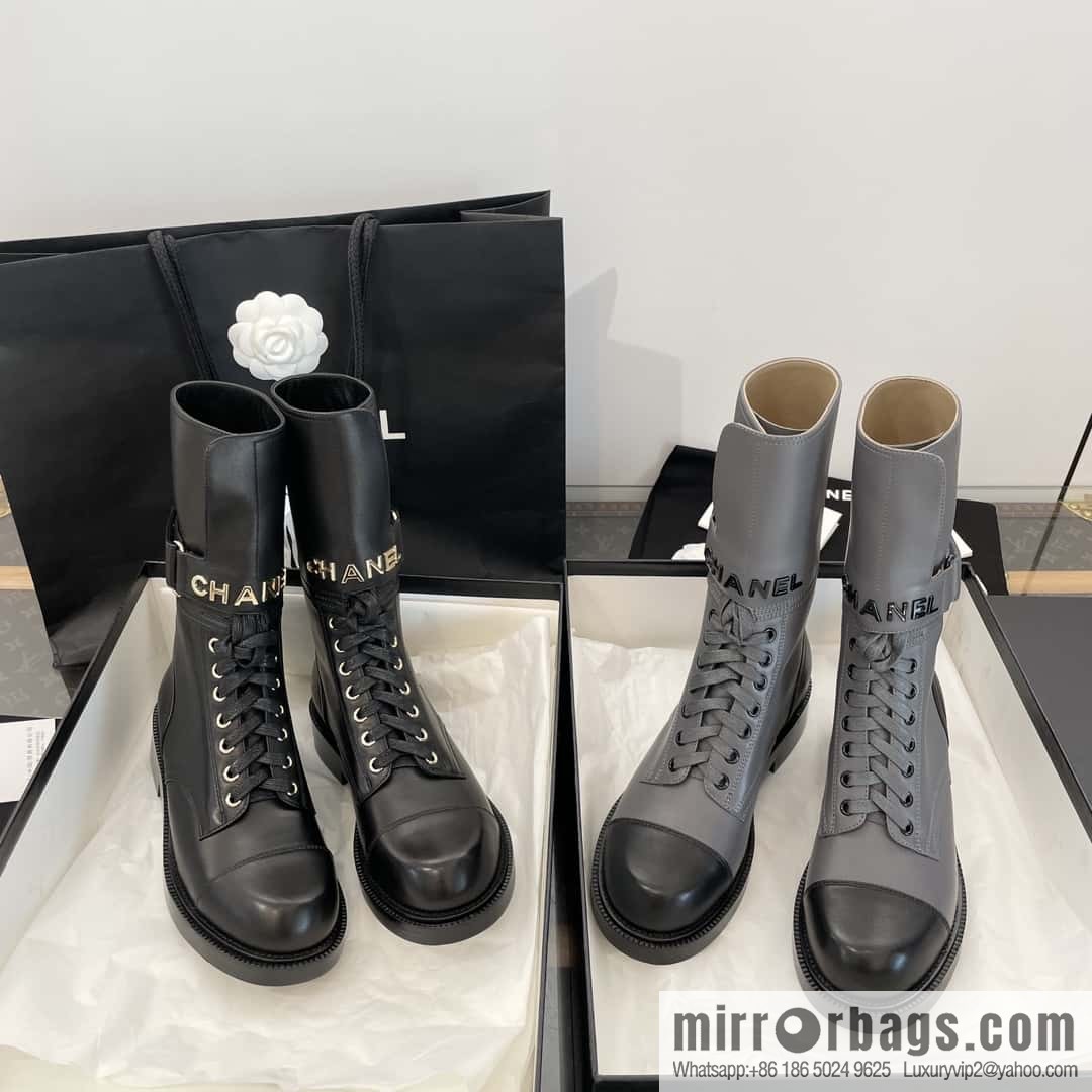 CHANEL Xiaoxiang Lace-up Kusa Knight Motorcycle Boots