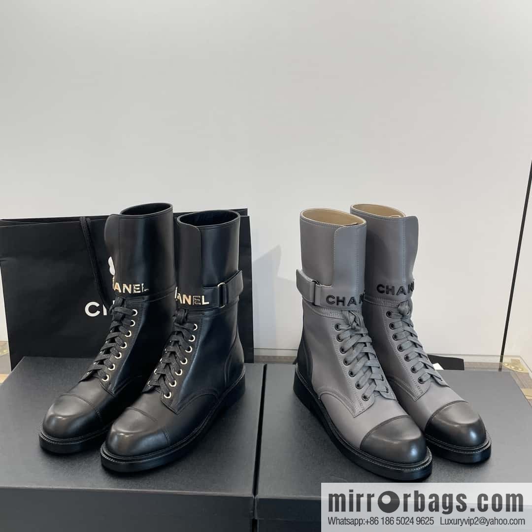 CHANEL Xiaoxiang Lace-up Kusa Knight Motorcycle Boots