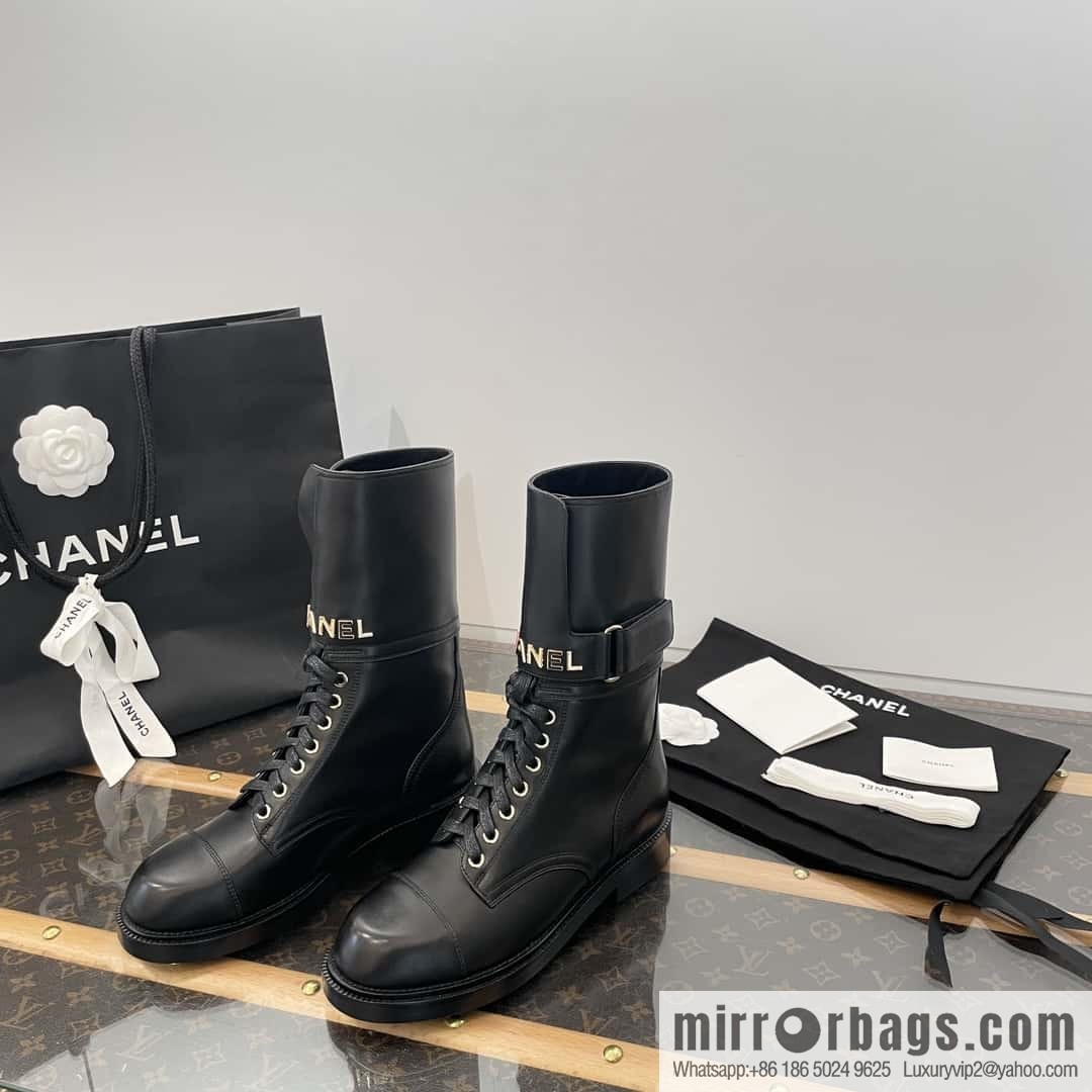 CHANEL Xiaoxiang Lace-up Kusa Knight Motorcycle Boots