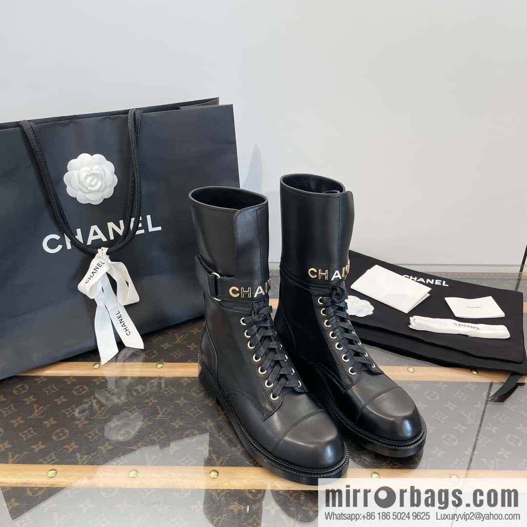 CHANEL Xiaoxiang Lace-up Kusa Knight Motorcycle Boots